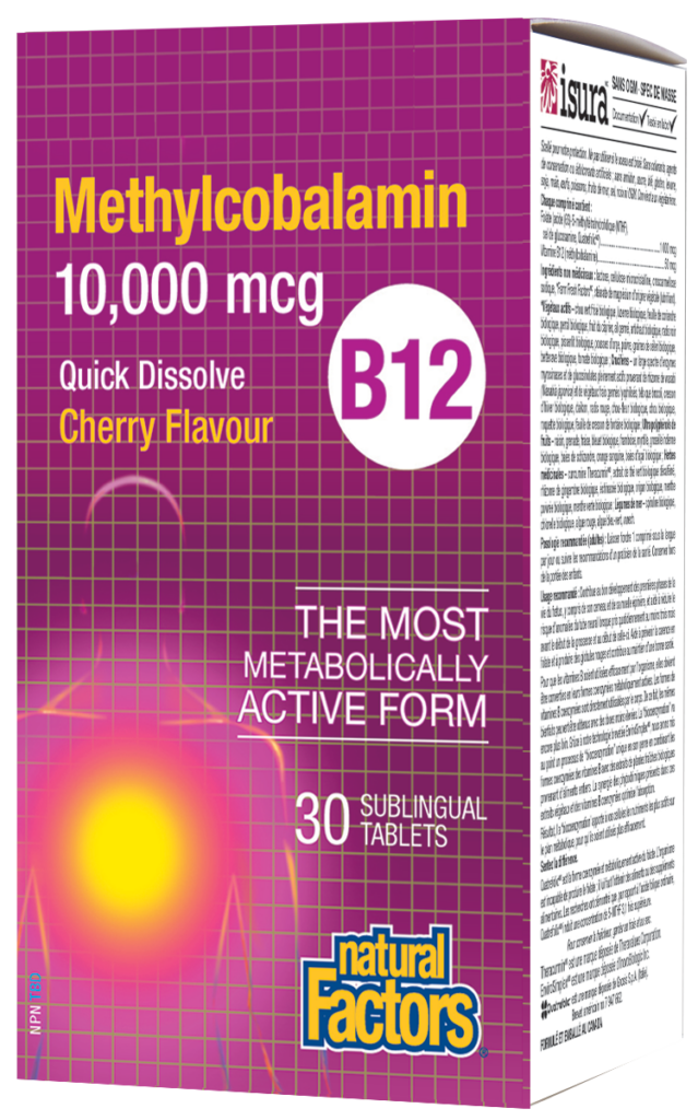 Natural Factors B12 Methylcobalamin 10,000 Mcg Cherry Flavour 30 ...