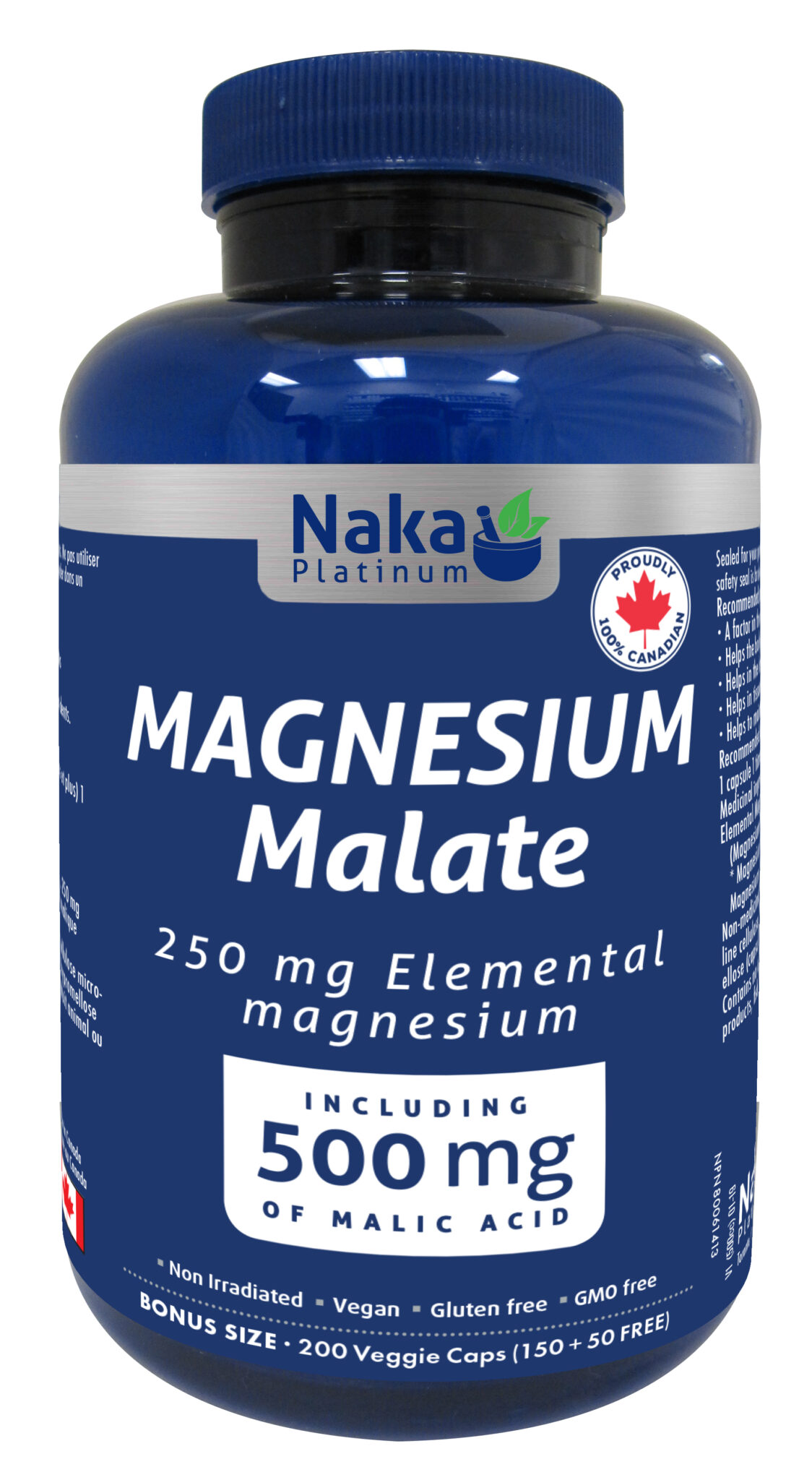 Naka Platinum Magnesium Malate 250mg 200 Veg Caps - Nature's Care