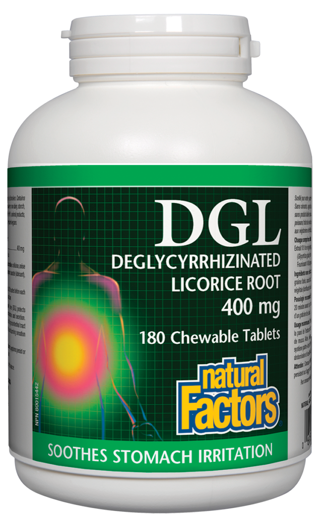 Natural Factors DGL Deglycyrrhizinated Licorice Root 400mg 180 Chew