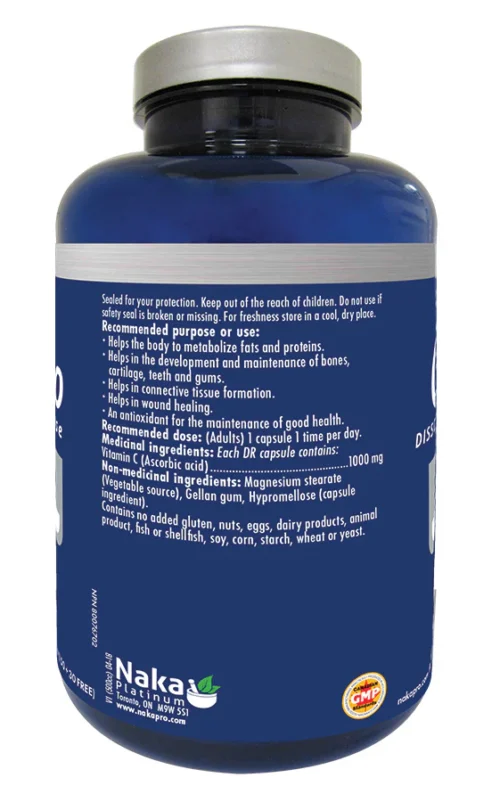 Naka Platinum Pro Vitamin C 1000mg 180 DR Veg Caps - Image 2